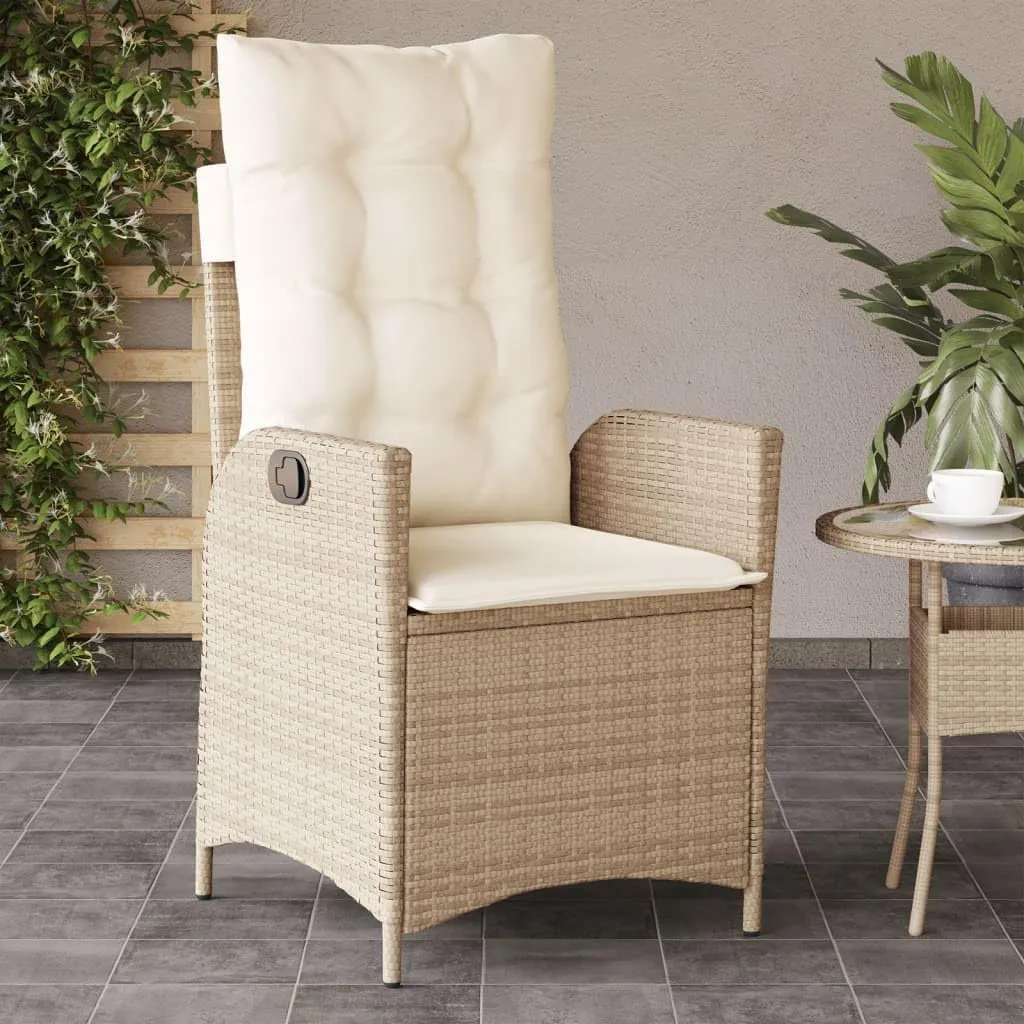Backyard Chairs Camping Chair Outdoor Chairs Lounge Chair - Reclining Patio Chairs 2 pcs with Cushions Beige Poly Rattan for Park Beaches Outside Terrace