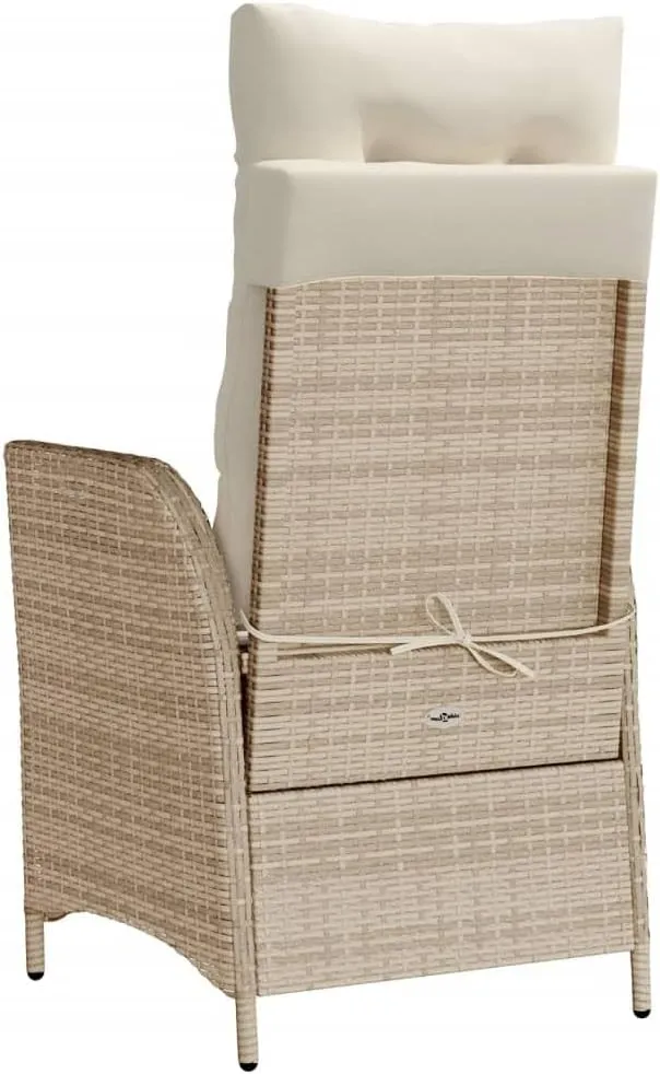 Backyard Chairs Camping Chair Outdoor Chairs Lounge Chair - Reclining Patio Chairs 2 pcs with Cushions Beige Poly Rattan for Park Beaches Outside Terrace