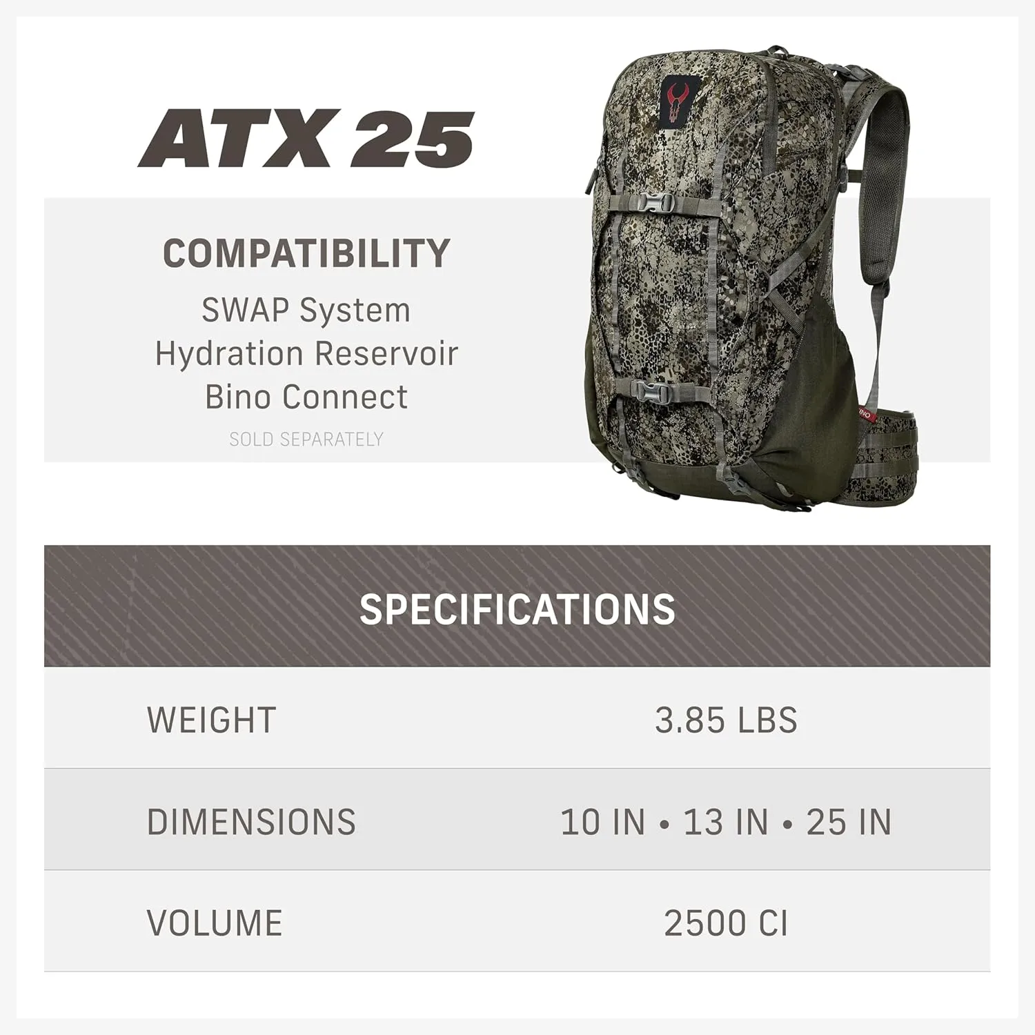 Badlands ATX 25 Hunting Pack - All-Terrain Xtreme Tactical Backpack, Lightweight, Water Resistant, Approach GT