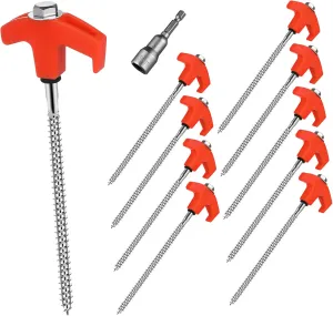Balacoo 10 Pcs Heavy Duty Camping Stakes Spiral Tent Pegs Screw Metal Tent Spikes for Outdoor Events