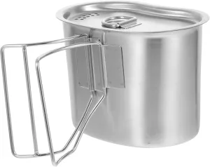Balacoo 1Pc Stainless Steel Camping Water Cup Portable Outdoor Cookware with Skid Handle for Hiking Backpacking Picnics and BBQ Lightweight Food Container for All Outdoor