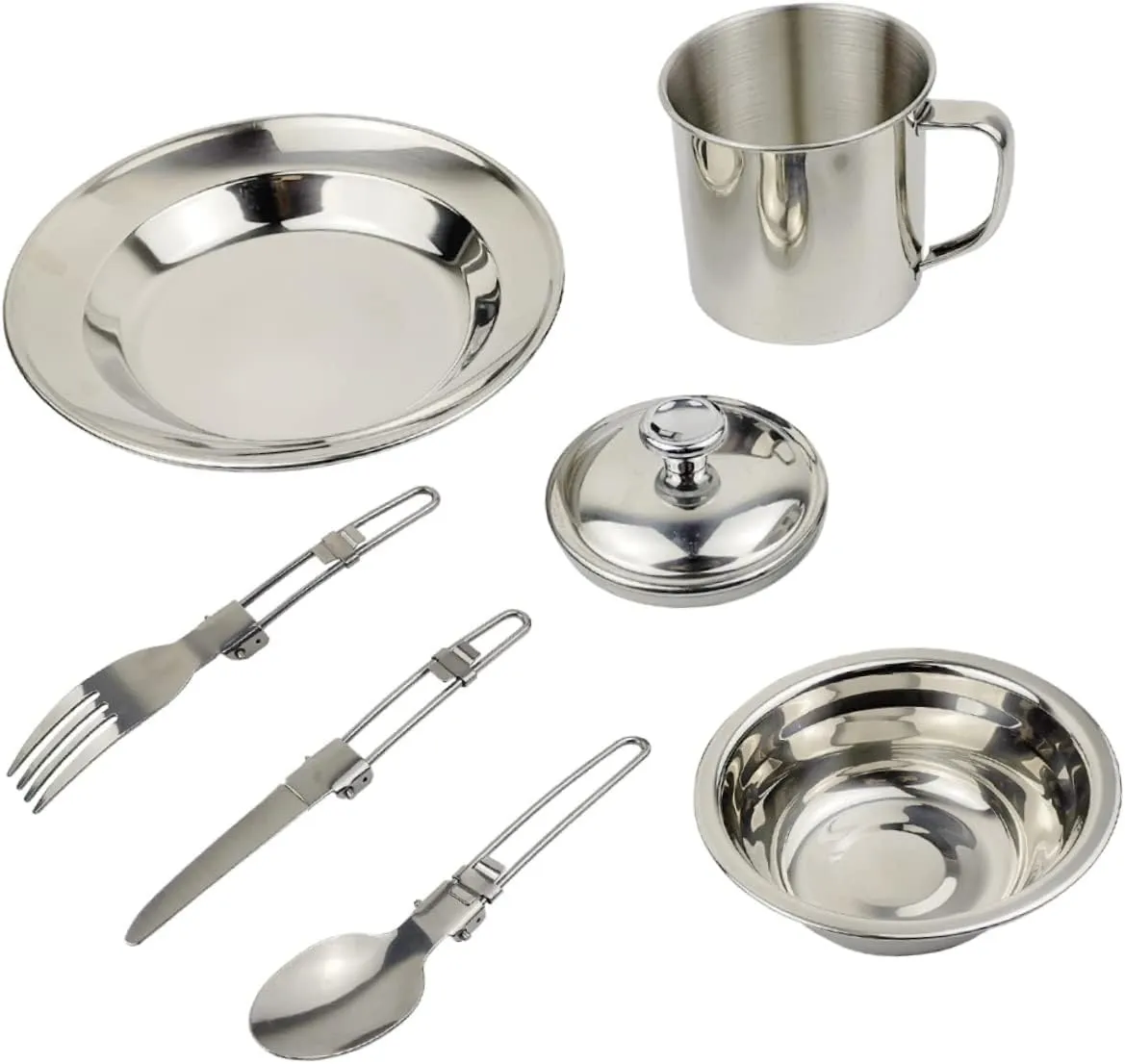 balacoo Camping Utensils Stainless Steel Silver Camping Cookware Camping Accessories Outdoor Tableware