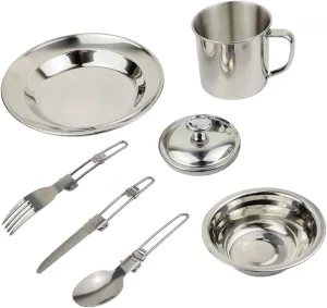 balacoo Camping Utensils Stainless Steel Silver Camping Cookware Camping Accessories Outdoor Tableware