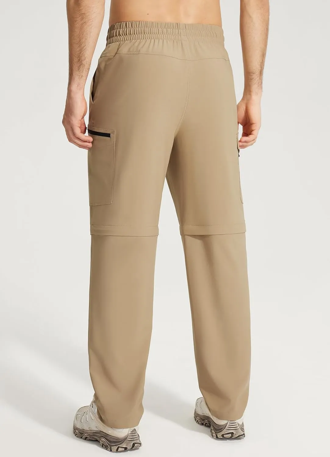baleaf Men's Hiking Convertible Pants Water Resistant Lightweight Quick Dry Cargo Elastic Waist Outdoor with Zip Pockets