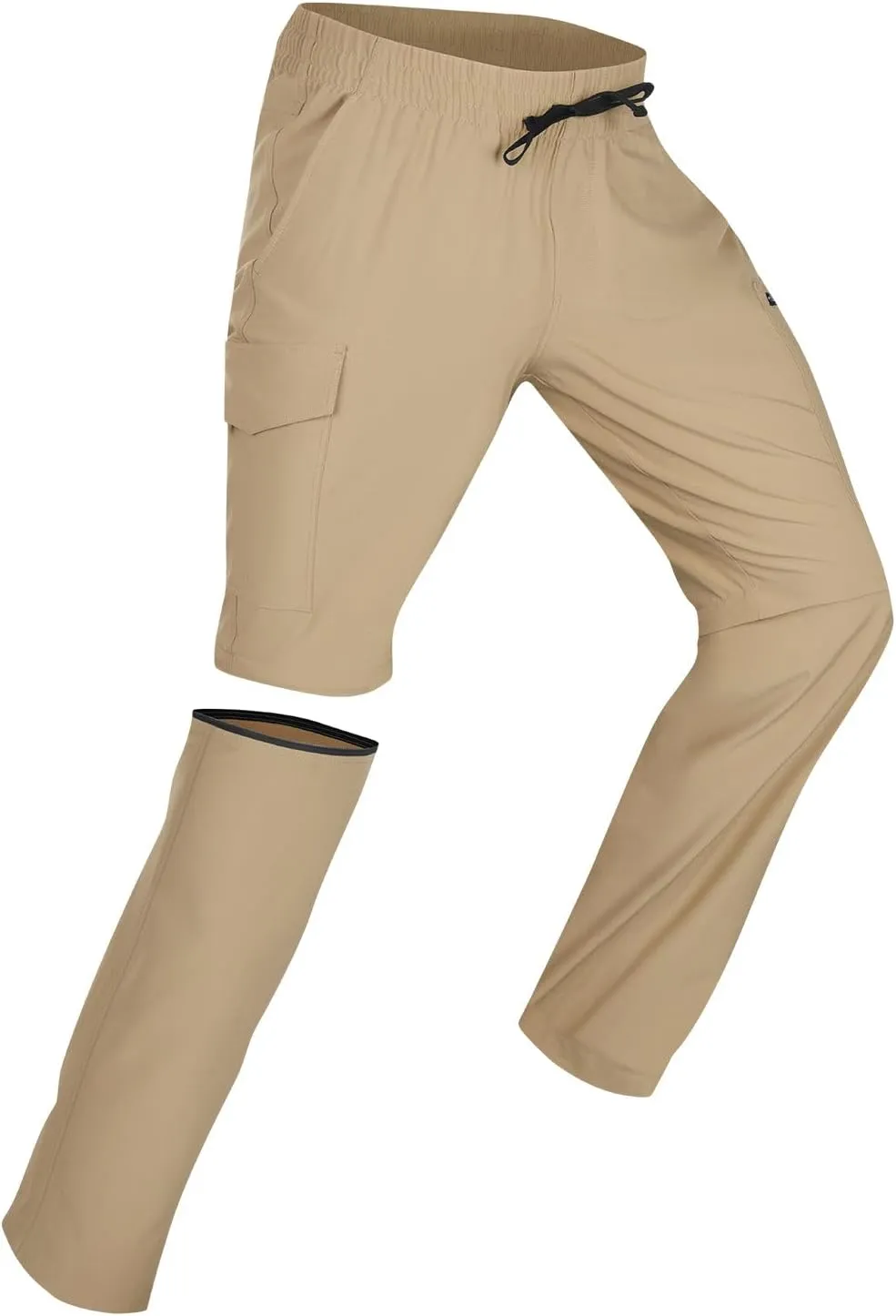 baleaf Men's Hiking Convertible Pants Water Resistant Lightweight Quick Dry Cargo Elastic Waist Outdoor with Zip Pockets