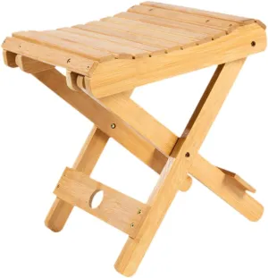 Bamboo Folding Stool Compact Camp Stool Step Stool for Backyard Garden Beach