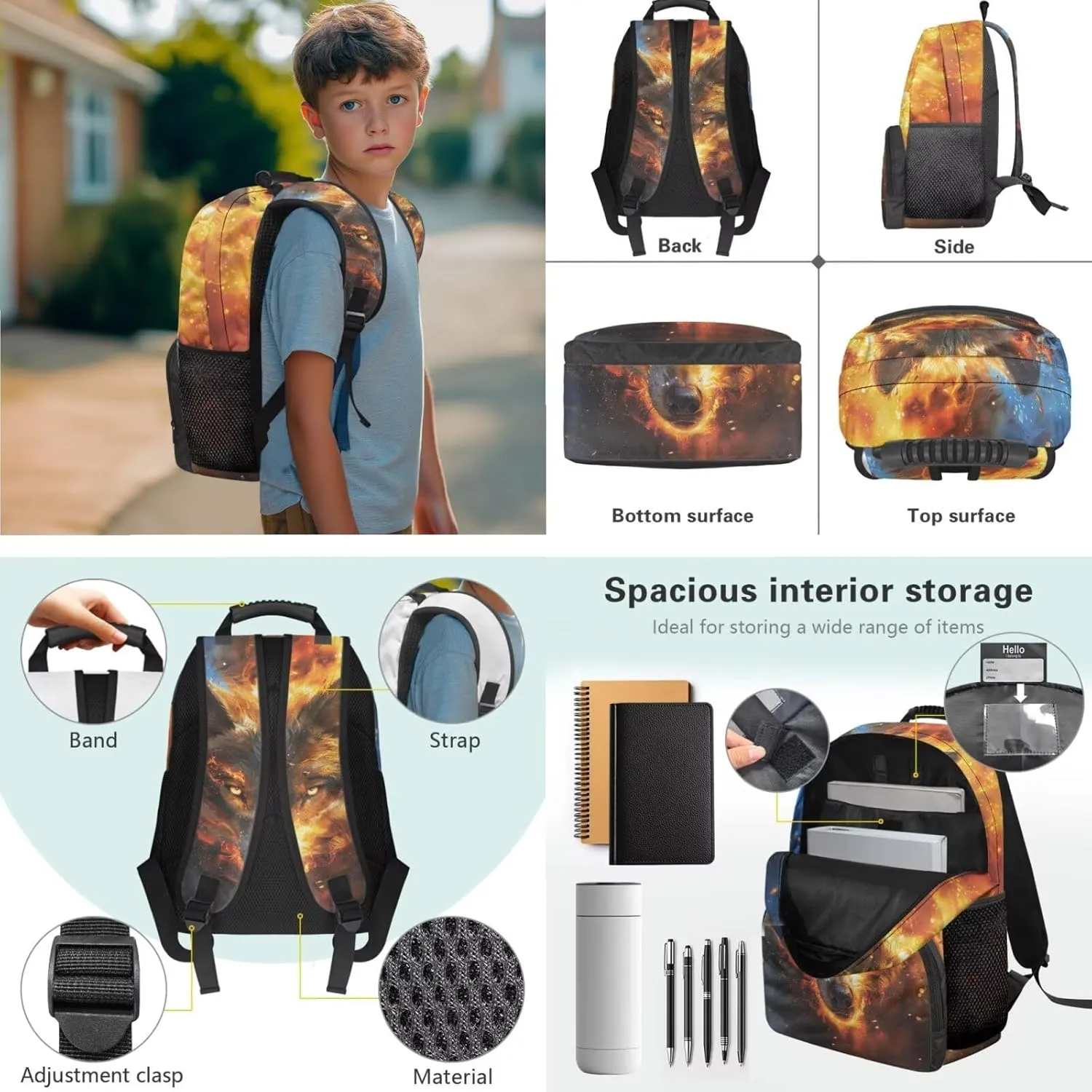 Baseball Backpack with Lunch Box Kids Boys Ages 4-6, Lightweight Bookbag Set for Boys Includes Pencil Case Large Capacity School Bag Set of 3 Pieces