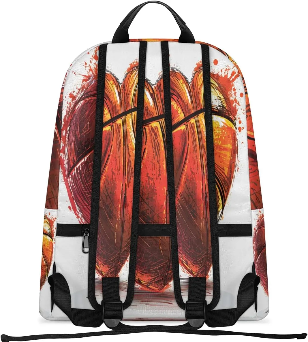 Basketball Heart Backpack for Women Men Lightweight Laptop Backpack Carry on Backpacks Casual Shoulder Bag with Adjustable Shoulder Strap for Travel Gym Work