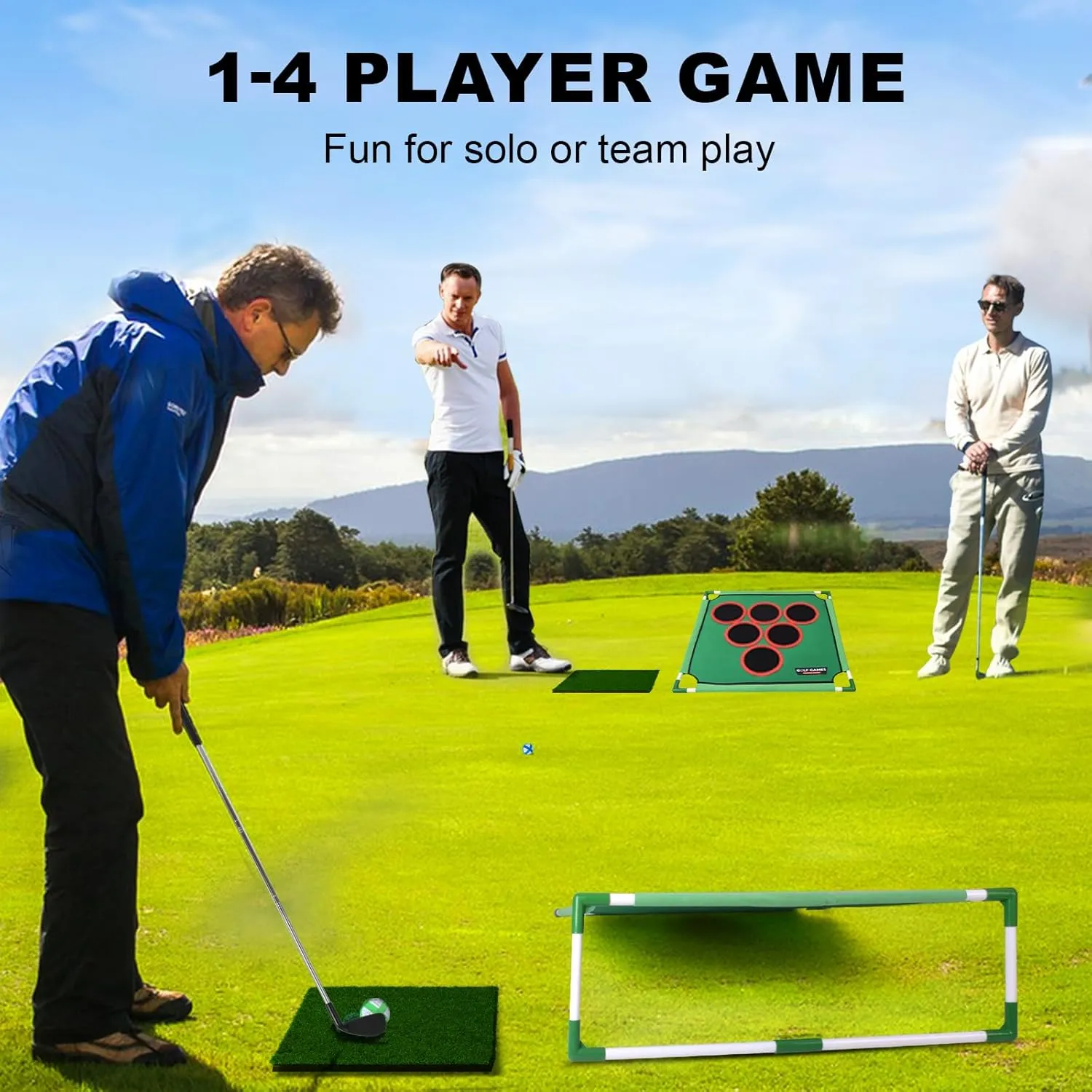 Battle Golf Game Play Set of 2, Happy Yard Golf Game,Golf Chipping Cornhole Games for Adults with 12 Hole Covers, 30 Sticky Golf Balls, Portable and Fun Golf Game Products for Outdoor & Indoor