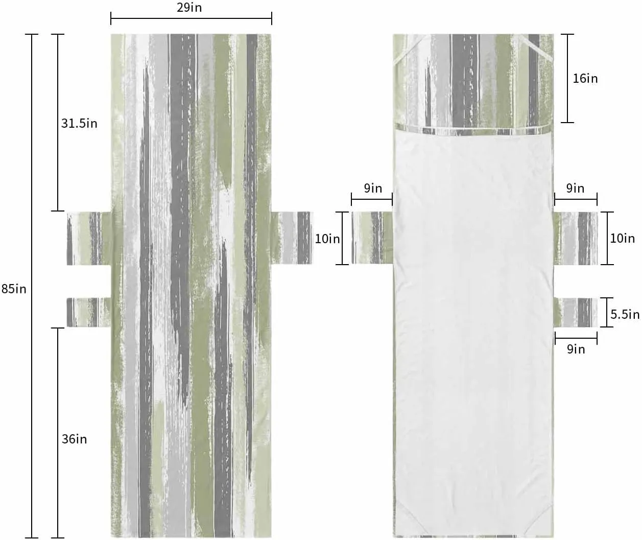 Beach Pool Patio Lounge Chaise Chair Cover Towel with Pockets,Abstract Sage Green Absorbent & Quick Dry Microfiber Towel Cover Bag Summer Travel Accessories Modern Geometric Grey White Stripe