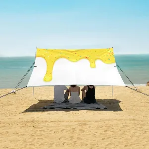 Beach Shade Tent with UPF50  UV Protection,Yellow Ice Cream with Sprinkles Lightweight Camping Sun Shelter for Outdoor,Camping Trips, Fishing, Backyard,Picnics,Easy Set Up and Carry 9x10.5 FT