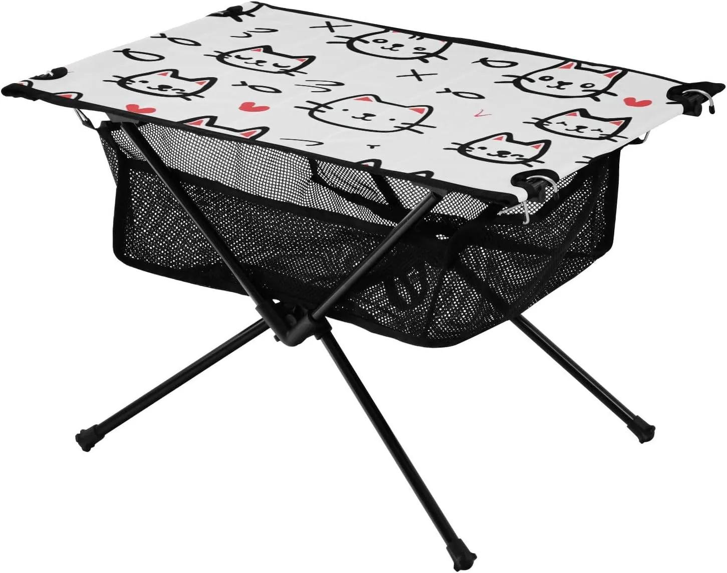 Beach Table Cute Cartoon Kitten Lightweight Camping Outside Essentials for Outdoor Dining Cooking Picnic