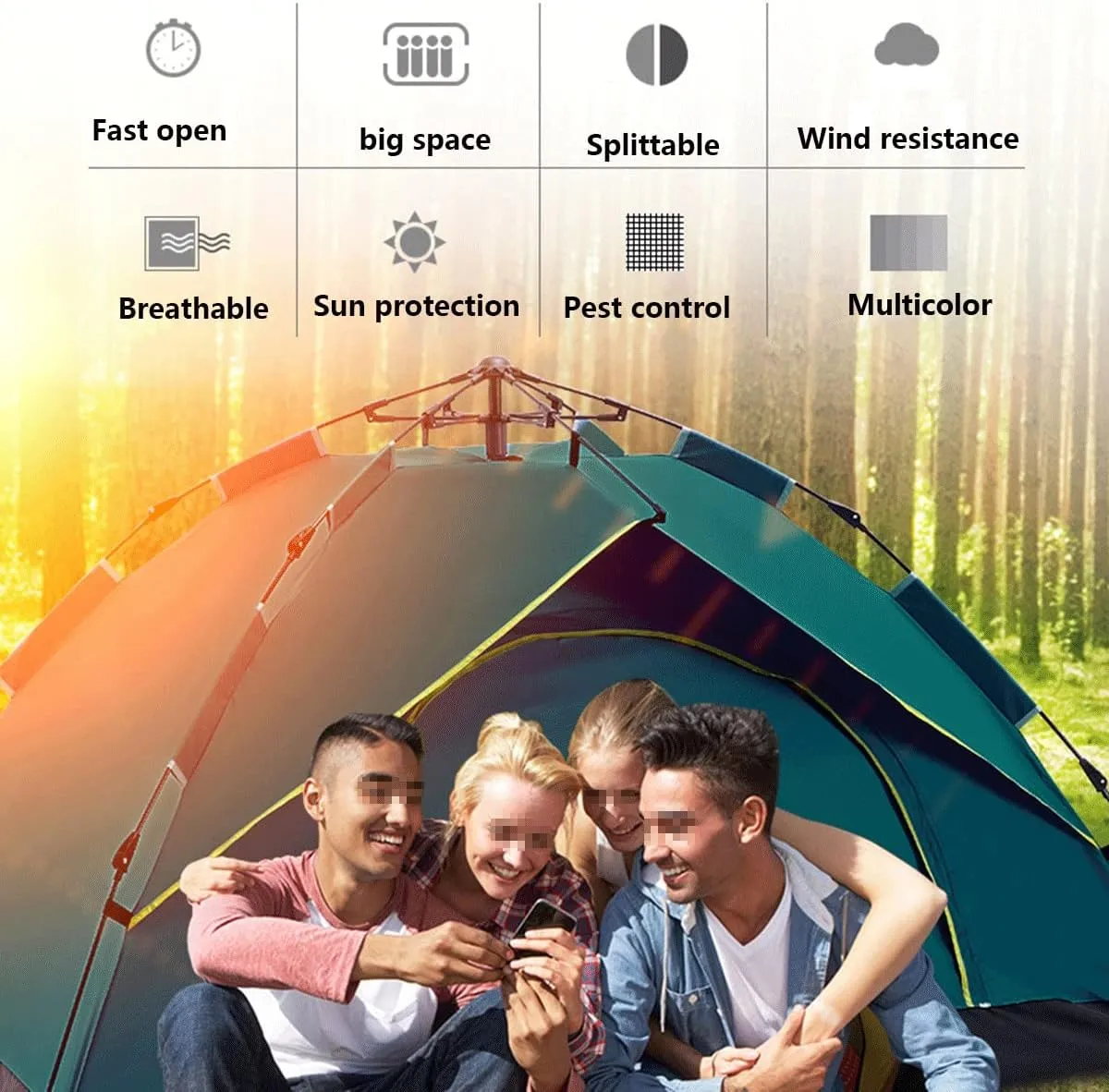 Beach Tent，UV Sun Shelter Lightweight Beach Sun Shade Canopy Cabana Beach Tents Fit 3 Person Lightweight and Easy to Carry Beach Gear (Color : Orange, Size : 200cm*150cm*110cm)