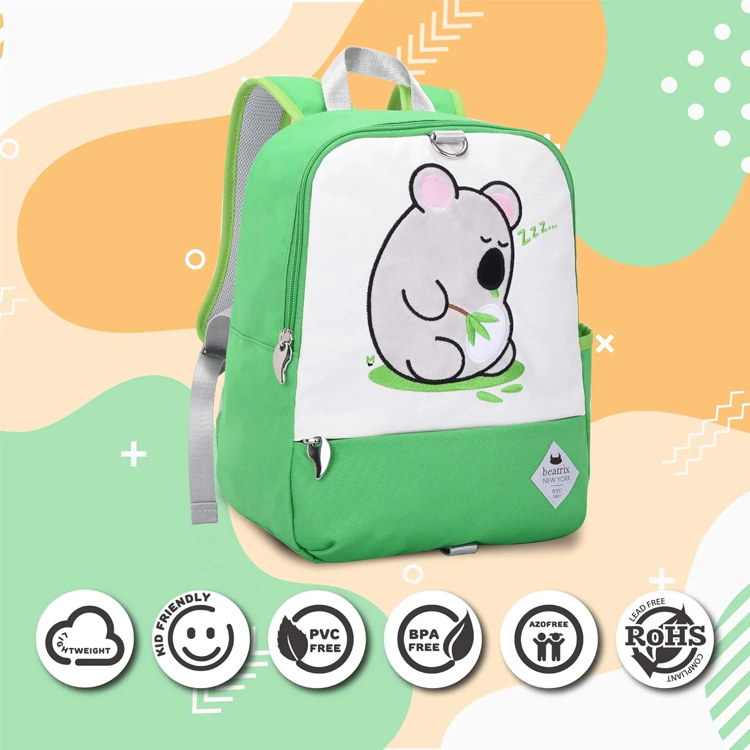 Beatrix New York - Toddler & Kids 11.5" Backpack Bag with Removable Leash for Girls & Boys Unisex (KOALA), Ideal for Preschool & Kindergarten Back to School