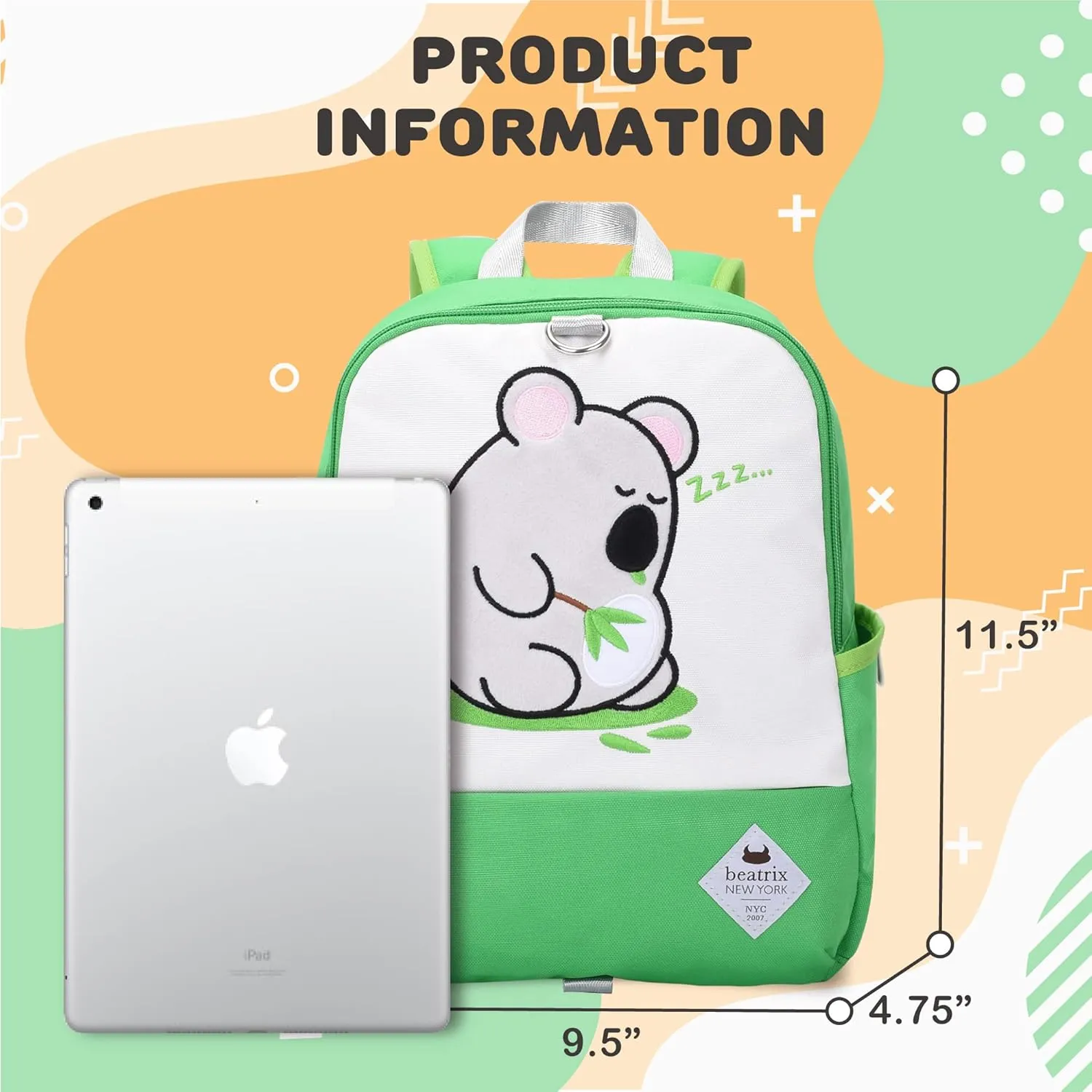 Beatrix New York - Toddler & Kids 11.5" Backpack Bag with Removable Leash for Girls & Boys Unisex (KOALA), Ideal for Preschool & Kindergarten Back to School