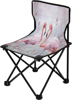 Beautiful Flamingo Portable Outdoor Folding Chair Anti-Slip Padded Oxford Cloth Stool Camping Chair Small for Beach Hiking Fishing Gardening Quad Camp Chair