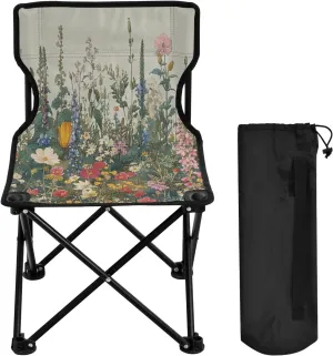 Beautiful Flowering Portable Outdoor Folding Chair Anti-Slip Padded Oxford Cloth Stool Camping Chair Small for Beach Hiking Fishing Gardening Quad Camp Chair