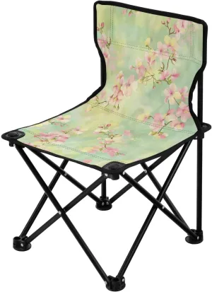 Beautiful Flowers Portable Outdoor Folding Chair Anti-Slip Padded Oxford Cloth Stool Camping Chair Small for Beach Hiking Fishing Gardening Quad Camp Chair
