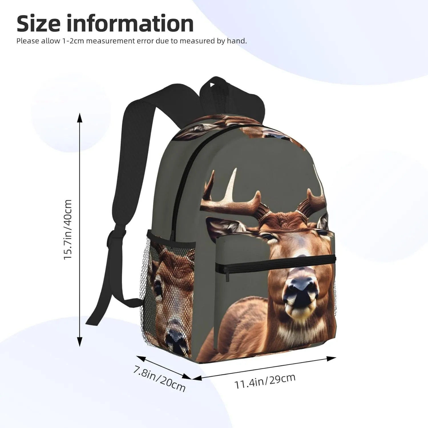Beauty Deer Print Backpack For Women Men, Laptop Bookbag,Lightweight Casual Travel Daypack