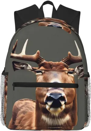 Beauty Deer Print Backpack For Women Men, Laptop Bookbag,Lightweight Casual Travel Daypack