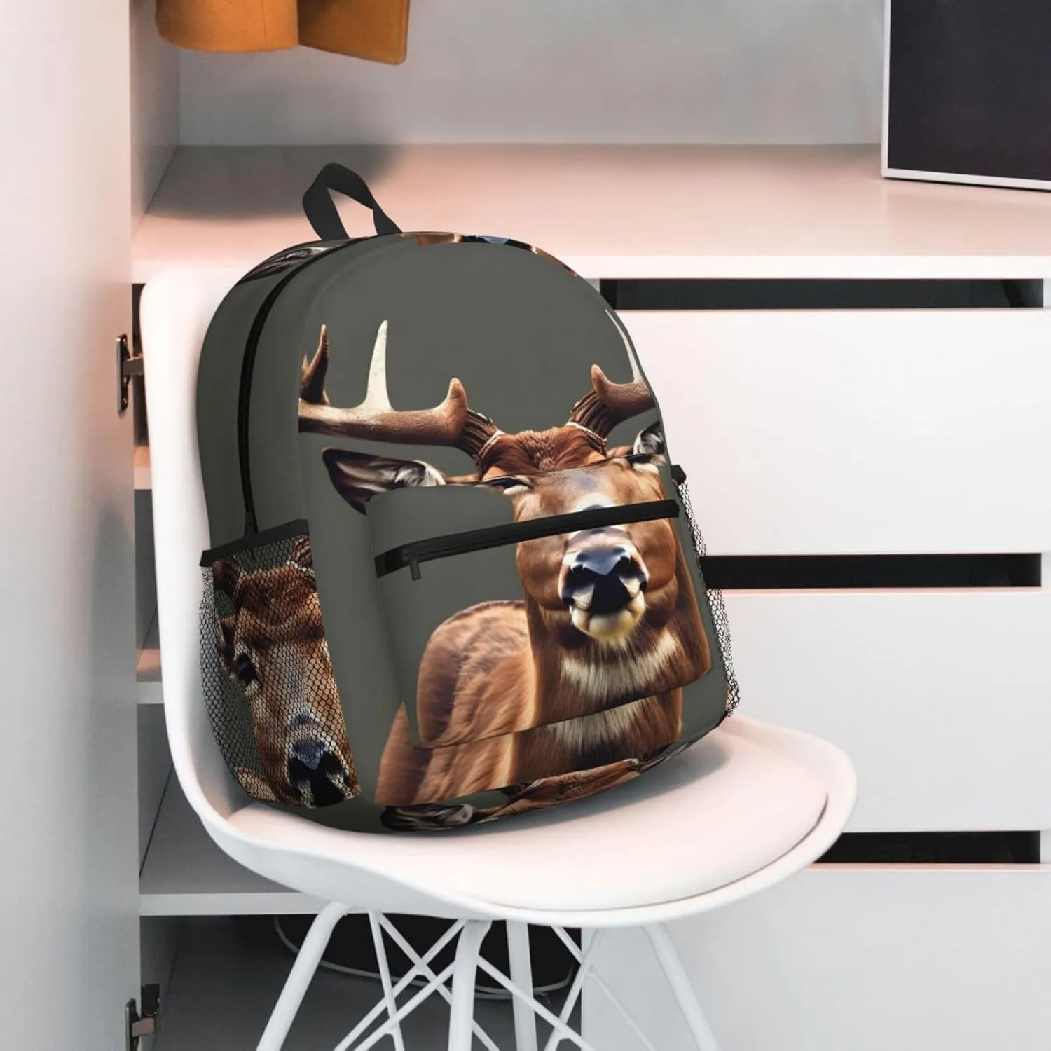 Beauty Deer Print Backpack For Women Men, Laptop Bookbag,Lightweight Casual Travel Daypack
