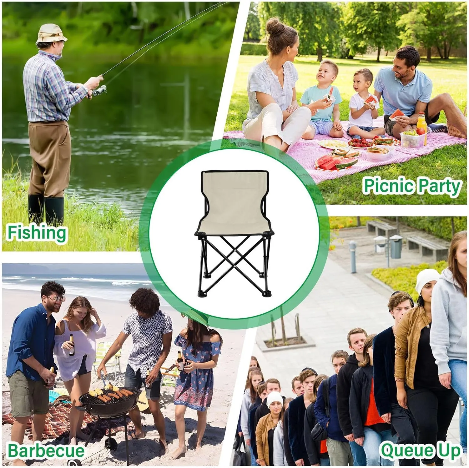 Beige Camping Chair for Adults Folding Chair Foldable Chairs Hunting Chairs for Barbeques