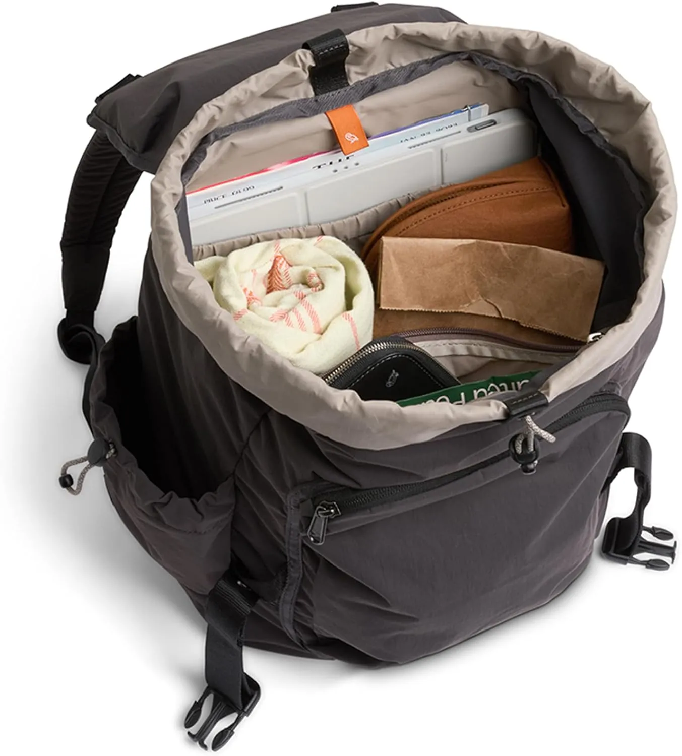 Bellroy Cinch Backpack (lightweight 20 liter backpack with external organization and adjustable shoulder straps) - Charcoal