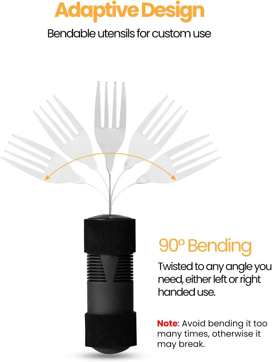 Bendable Adaptive Utensils for Elderly, Disabled People, Parkinson’s, Arthritis, Hand Tremors, Weak Hand Grip & Handicapped, Arthritic Hands-Non Slip Handles (2Count-Black Bendable)