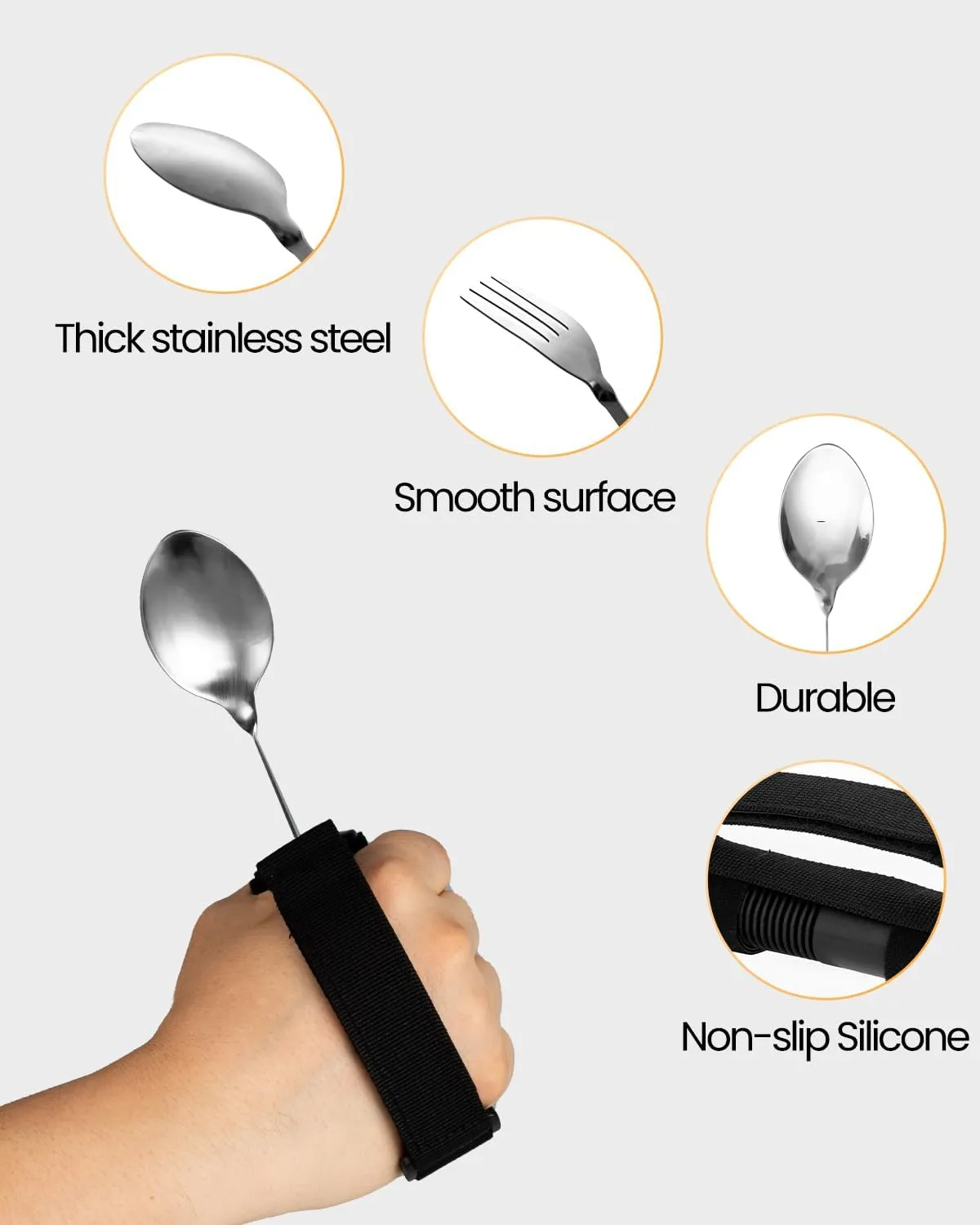 Bendable Adaptive Utensils for Elderly, Disabled People, Parkinson’s, Arthritis, Hand Tremors, Weak Hand Grip & Handicapped, Arthritic Hands-Non Slip Handles (2Count-Black Bendable)