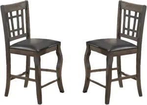 Benjara Benzara Wooden Counter Height Dining Chair, Set of Two, Brown and Gray