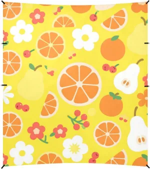 Berry Orange Pear Flower Texture Yellow Beach Cabana Tent UPF50  Easy Setup Large Sun Shade with Sandbags, Sand Shovel, Poles for Camping Trips, Fishing, Backyard Fun or Picnics