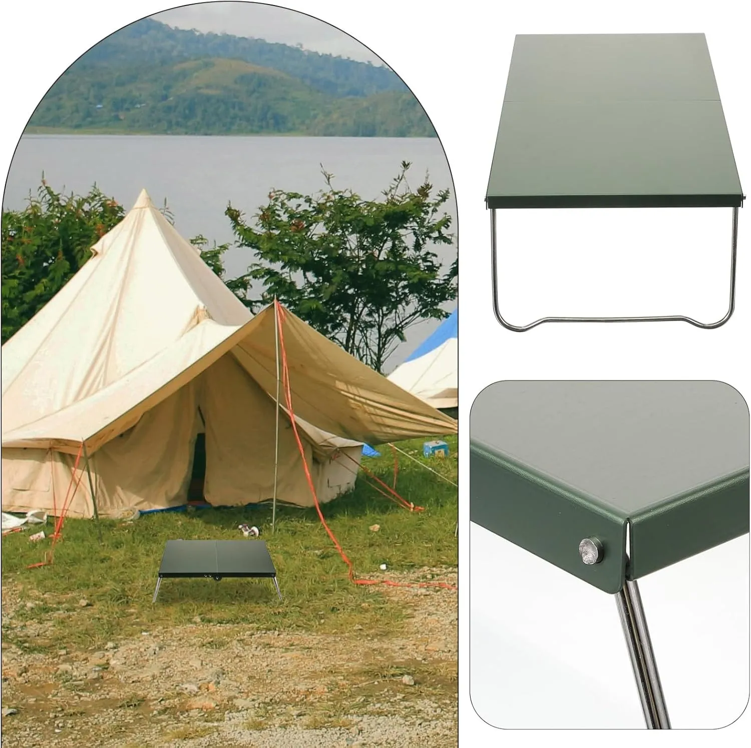 BESPORTBLE Stainless Steel Folding Camping Table Portable BBQ Picnic Hiking Table Easy Setup