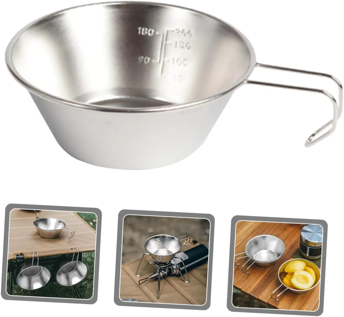 BESPORTBLE Stainless Steel Salad Bowl Cups Water Portable Outdoor Camping Foldable Bowl Camping Mug Camping