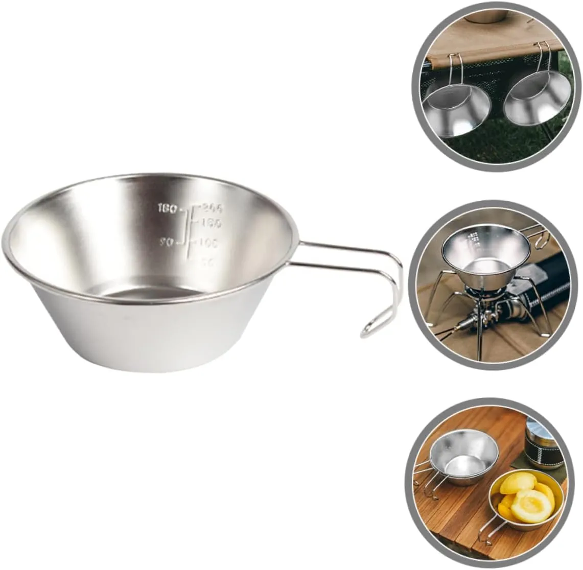 BESPORTBLE Stainless Steel Salad Bowl Cups Water Portable Outdoor Camping Foldable Bowl Camping Mug Camping