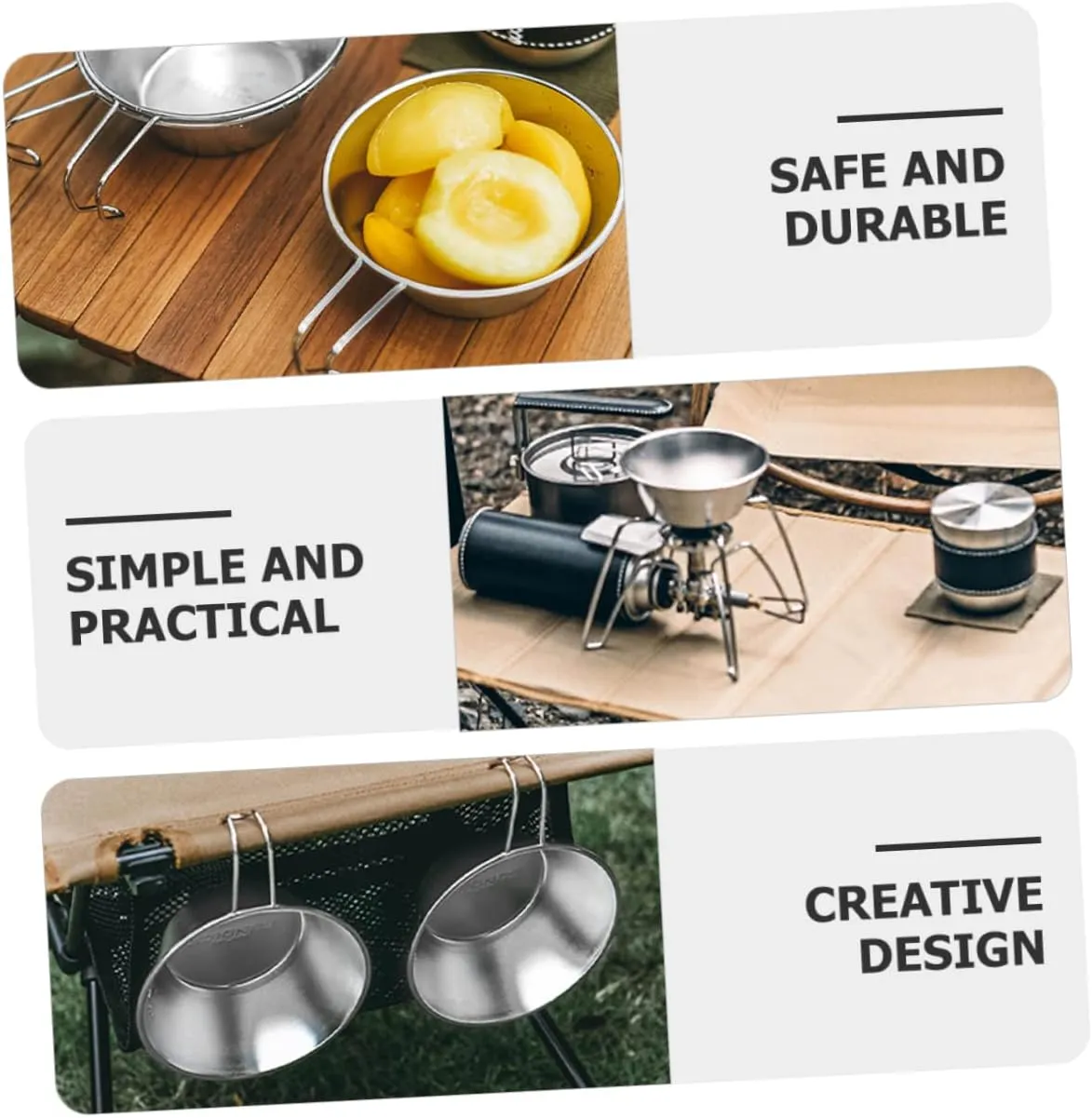 BESPORTBLE Stainless Steel Salad Bowl Cups Water Portable Outdoor Camping Foldable Bowl Camping Mug Camping