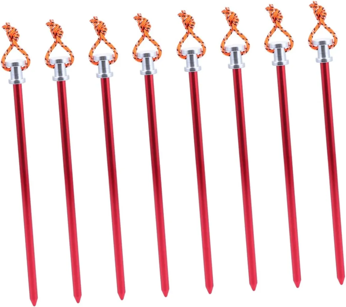 BESPORTBLE Strong Tent Ground Pegs Rope 8pcs Aluminum Alloy Camping Tent Nail Stakes for Secure Setup Easy to Use