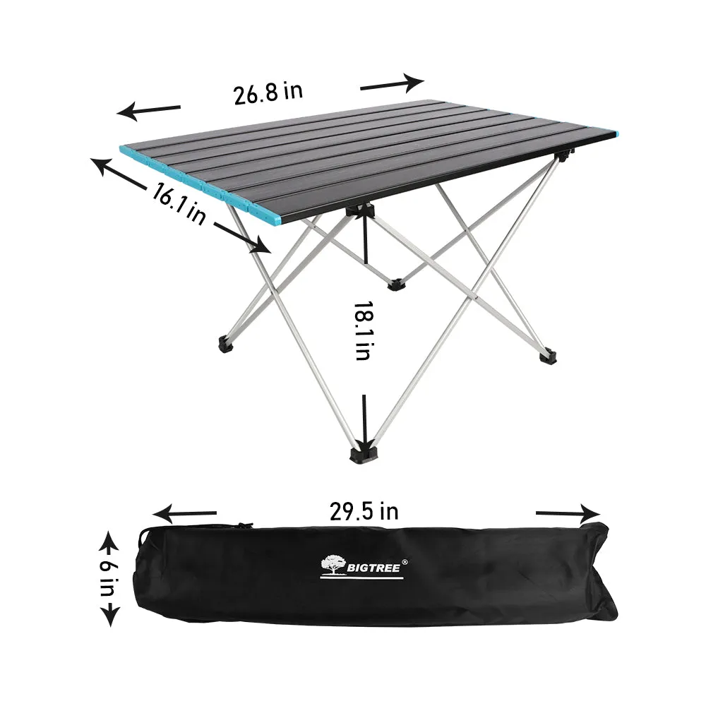 BIGTREE Foldable Lightweight Camping Table Portable Ultralight Aluminum Table Top with Storage Bag, Easy to Carry for Outdoor | Camping | Picnic Table | BBQ Cooking | Beach | Hiking | Fishing