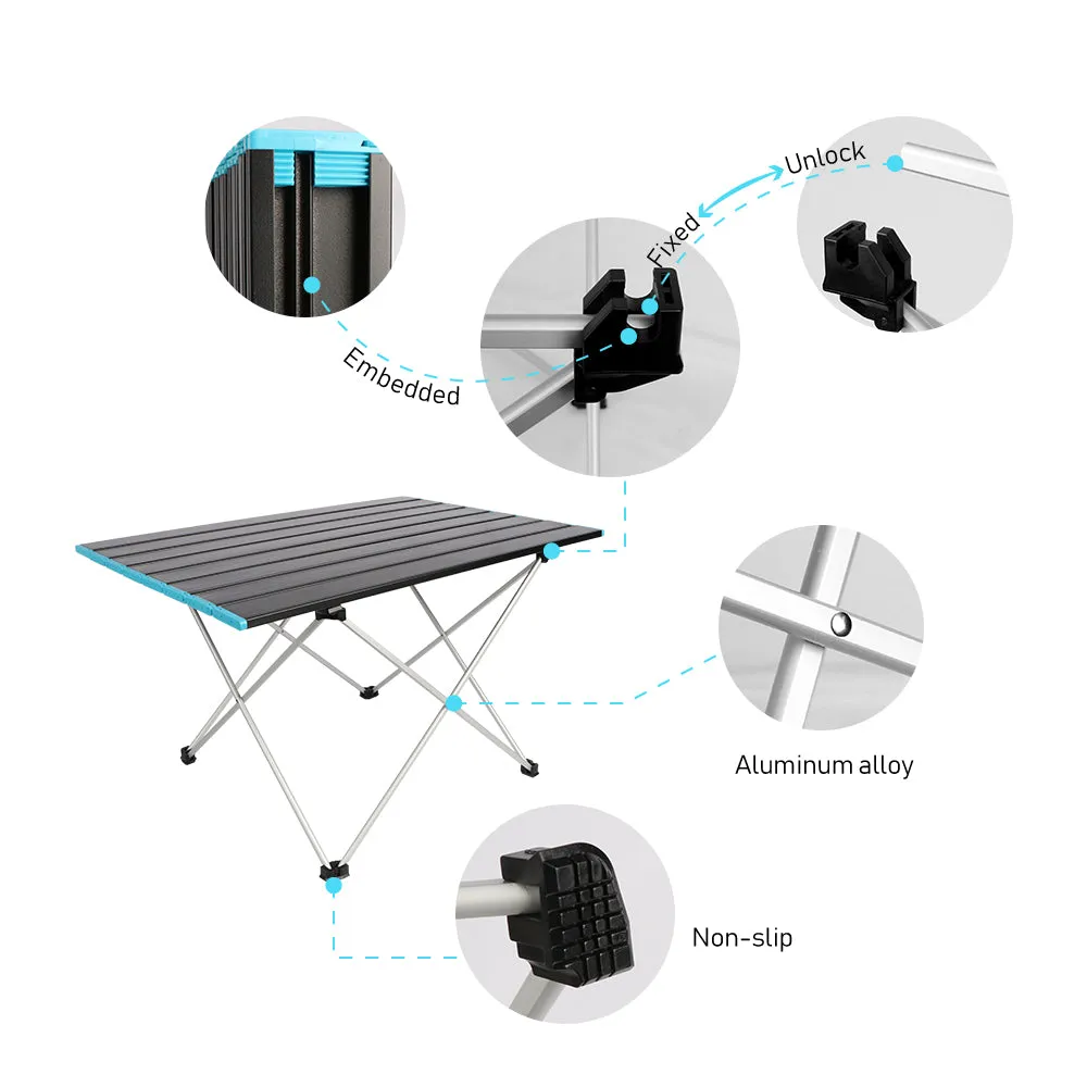 BIGTREE Foldable Lightweight Camping Table Portable Ultralight Aluminum Table Top with Storage Bag, Easy to Carry for Outdoor | Camping | Picnic Table | BBQ Cooking | Beach | Hiking | Fishing