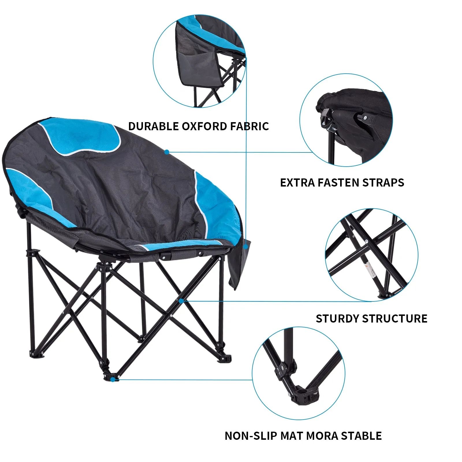 Bigtree Portable Outdoor Padded Collapsable Moon Chair - Teal