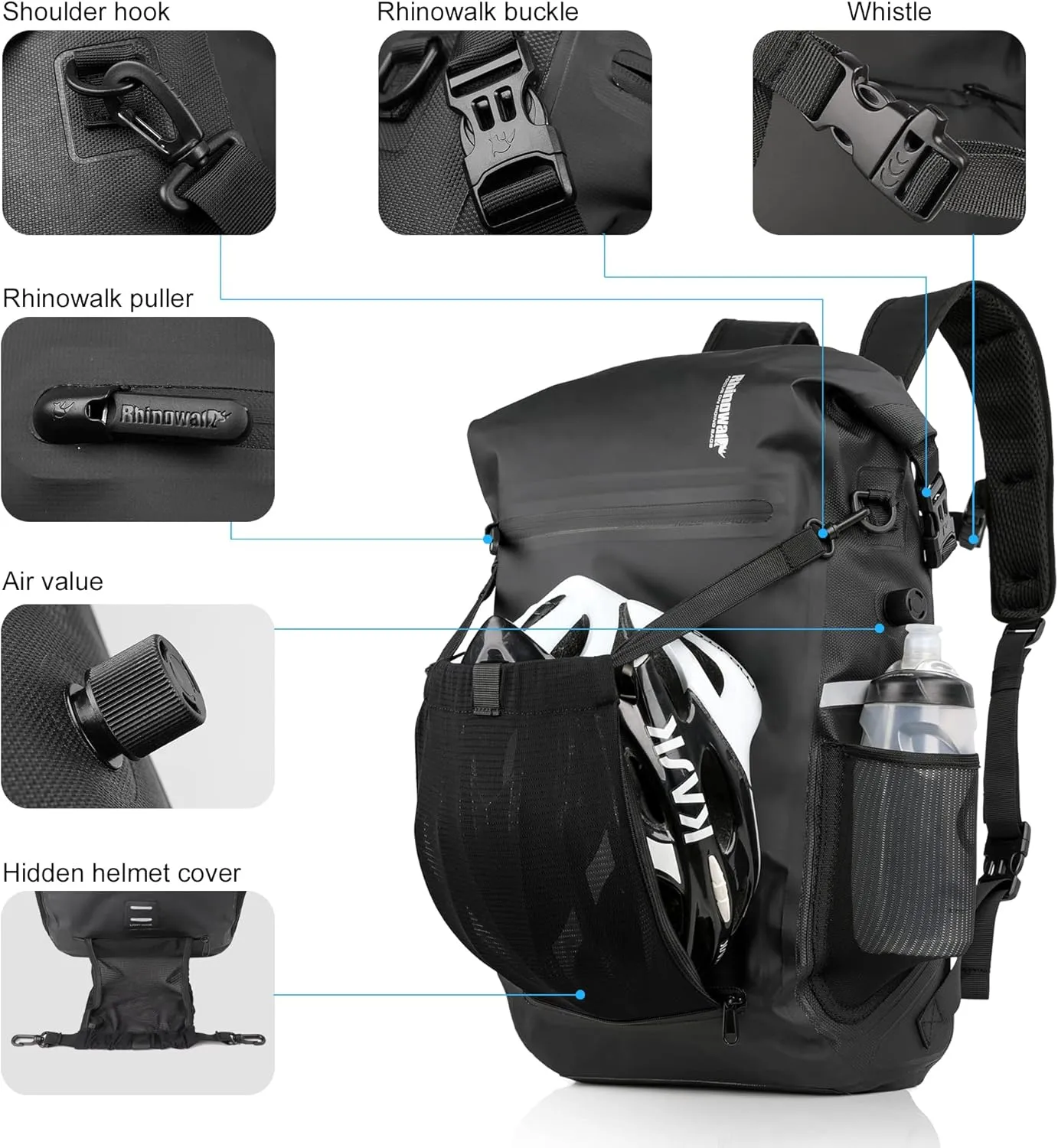 Bike Pannier Bag Multifunctional Bicycle Bag Cycling Bicycle Rear Seat Bag Backpack Bike Trunk Bag Saddle Bag Backseat Pack Bag with Helmet Cover (Black)