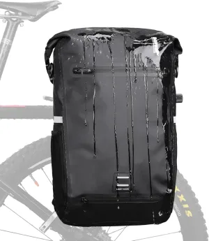 Bike Pannier Bag Multifunctional Bicycle Bag Cycling Bicycle Rear Seat Bag Backpack Bike Trunk Bag Saddle Bag Backseat Pack Bag with Helmet Cover (Black)