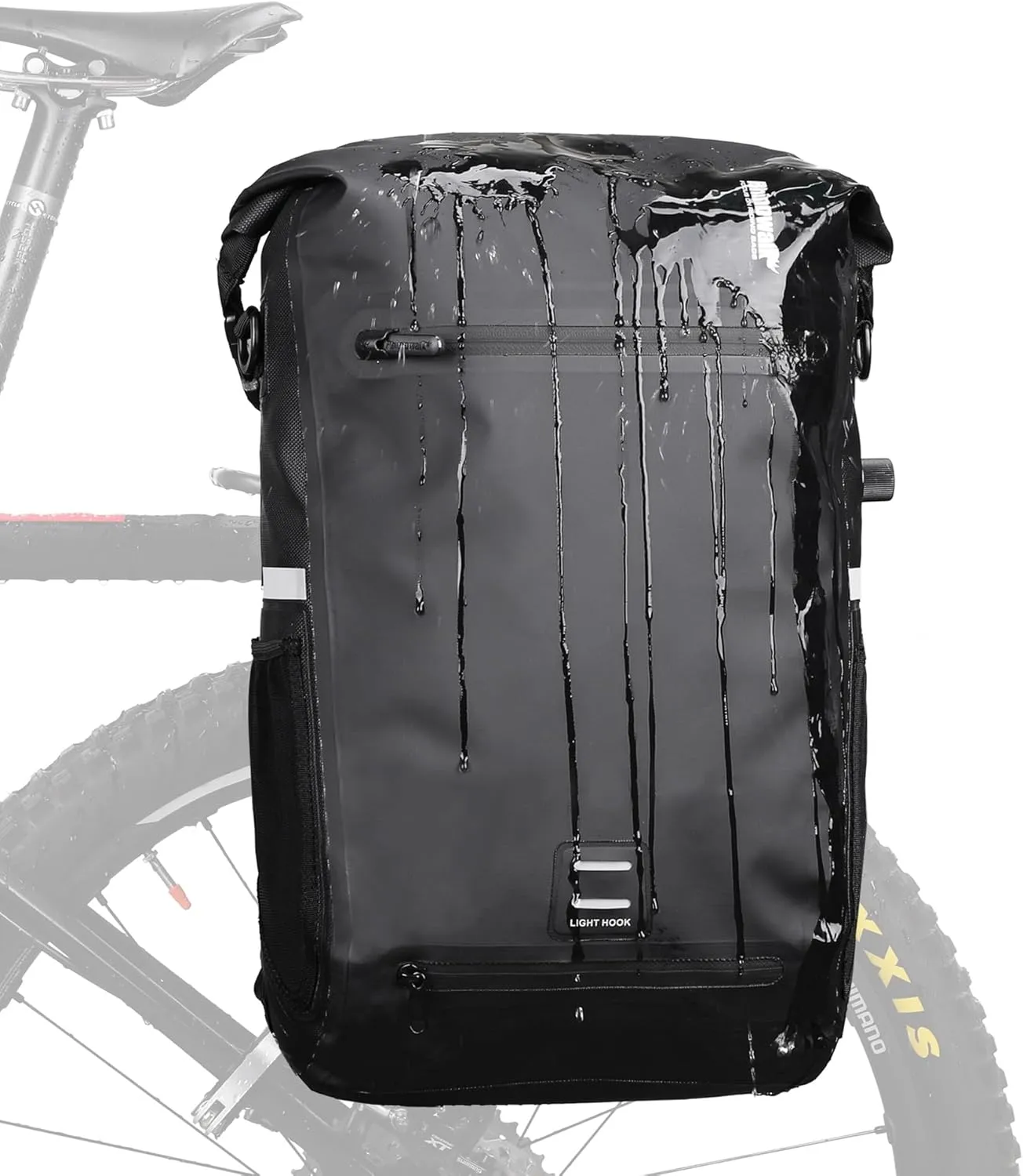 Bike Pannier Bag Multifunctional Bicycle Bag Cycling Bicycle Rear Seat Bag Backpack Bike Trunk Bag Saddle Bag Backseat Pack Bag with Helmet Cover (Black)