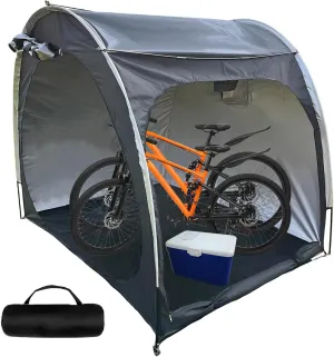 Bike Storage Shed Tent,Waterproof Portable Bicycle Cover with More Top Storage Space for 2-4 Bikes,Clips Easy Setup Outdoor Sheds Shelter for Motorcycle, Garden Tools, Lawn Mower Black