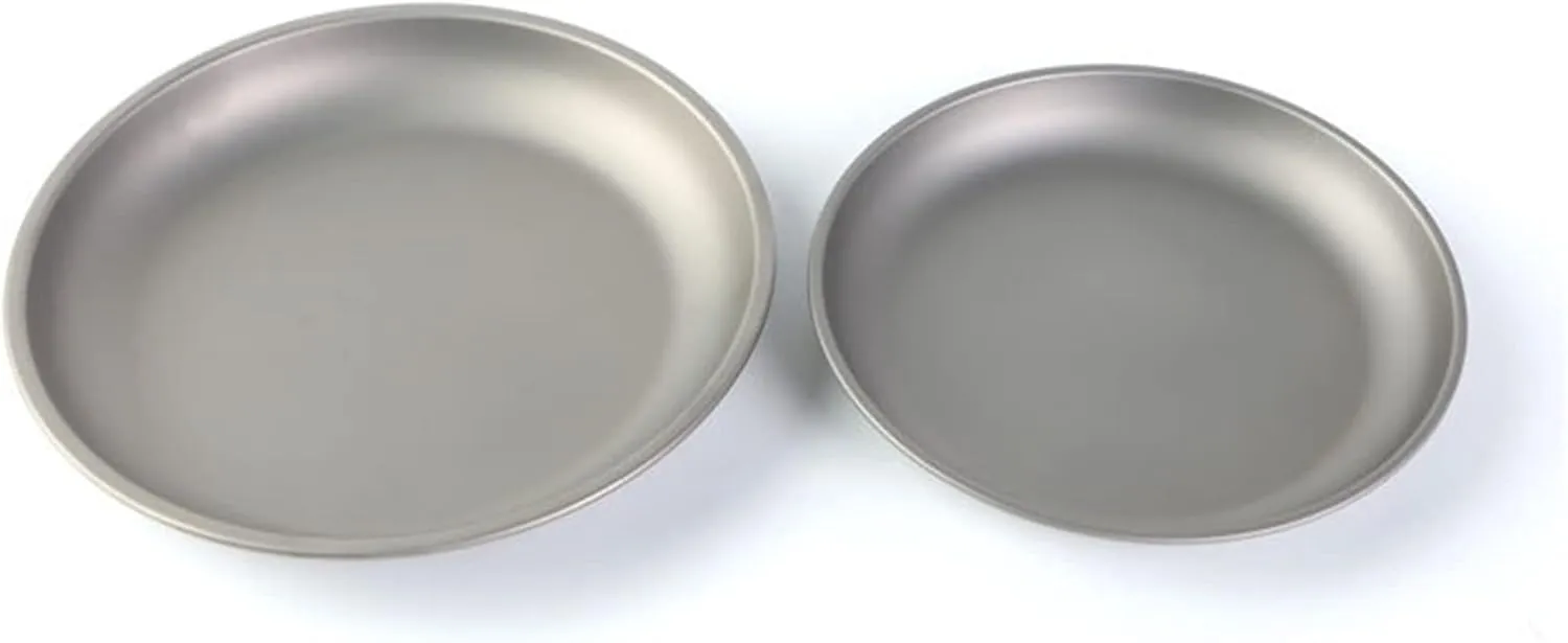 BIVOUAC Titanium Plate Camping Dish Outdoor Tableware Ultralight Pan (2Pcs Plates (Large Small))