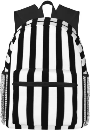 Black And White Stripe Lightweight Packable Backpack Travel Casual Hiking Daypack Foldable Backpack For Men Women