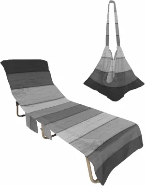 Black Grey Beach Pool Patio Lounge Chaise Chair Cover Towel With Pockets, Absorbent & Quick Dry Microfiber Towel Cover Bag Summer Travel Accessories for Sunbathing Farmhouse Ombre Wood Grain