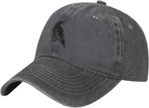 Black Raven Trucker Hat for Men Women Denim Baseball Cap Dad Hat Golf Hats