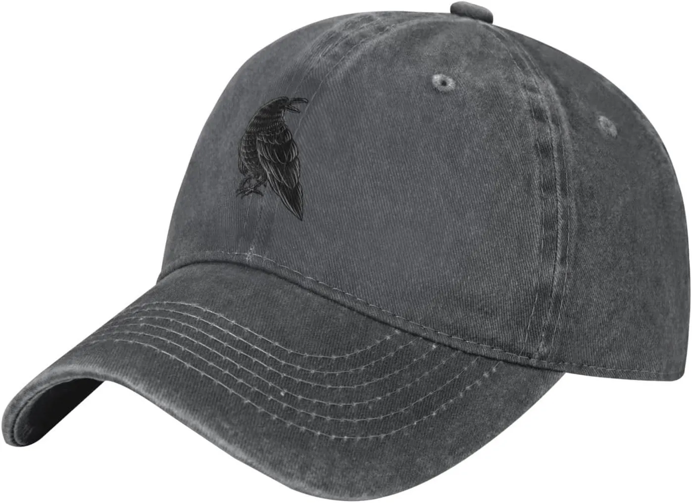 Black Raven Trucker Hat for Men Women Denim Baseball Cap Dad Hat Golf Hats