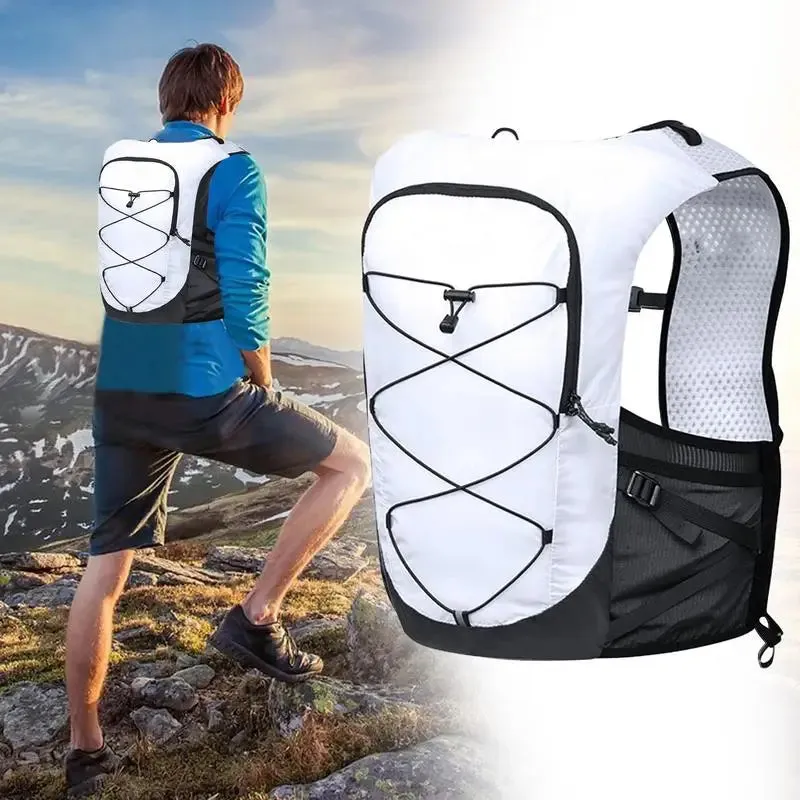 Black/White Cycling Hydrating Backpack S/M/L Running Hydrating Vest Backpack Outdoor Sports Trail Large Capacity Running Vest