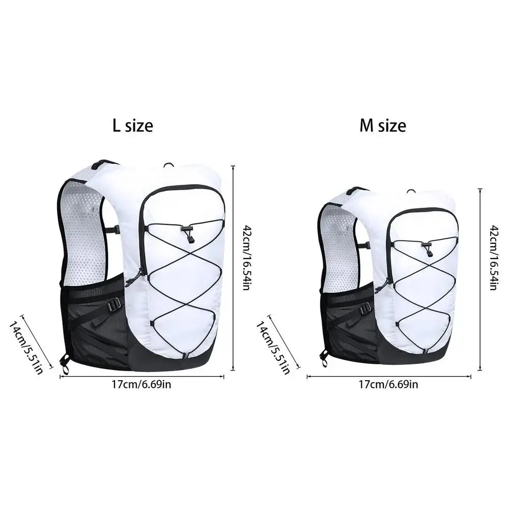 Black/White Cycling Hydrating Backpack S/M/L Running Hydrating Vest Backpack Outdoor Sports Trail Large Capacity Running Vest